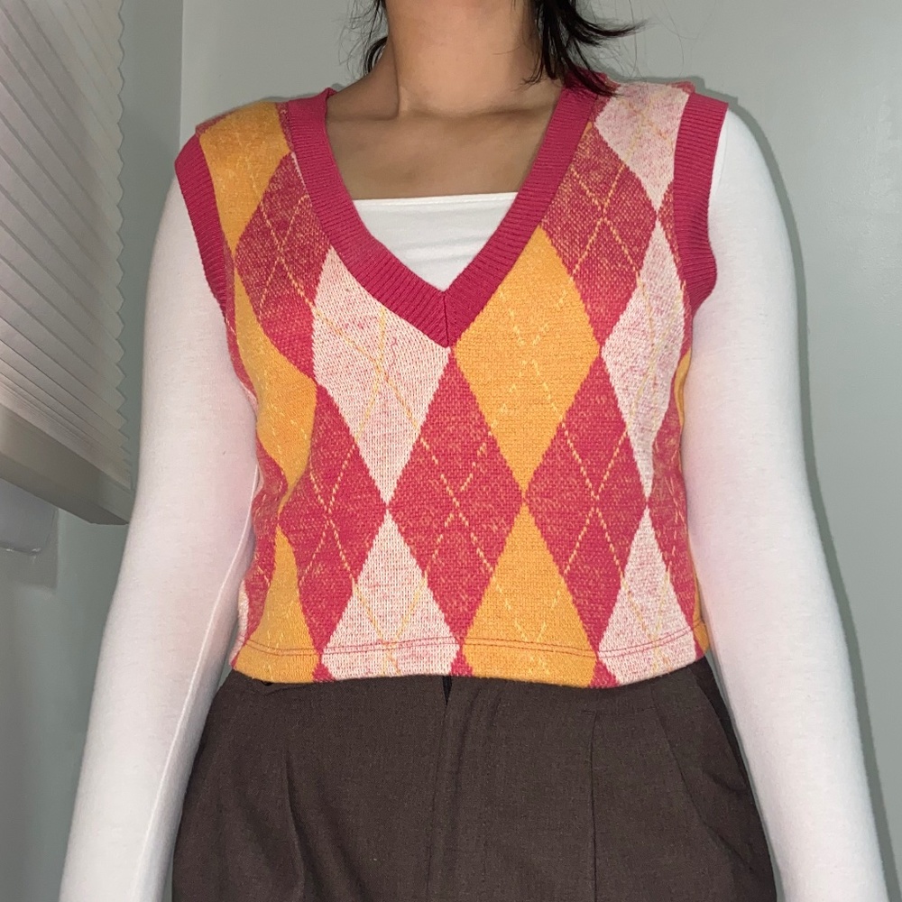 Zara Cropped Knit Sweater Vest Women's Size Small